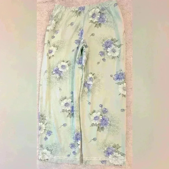 Komar women’s pajama pants blue and green floral print size petite medium - Picture 2 of 5